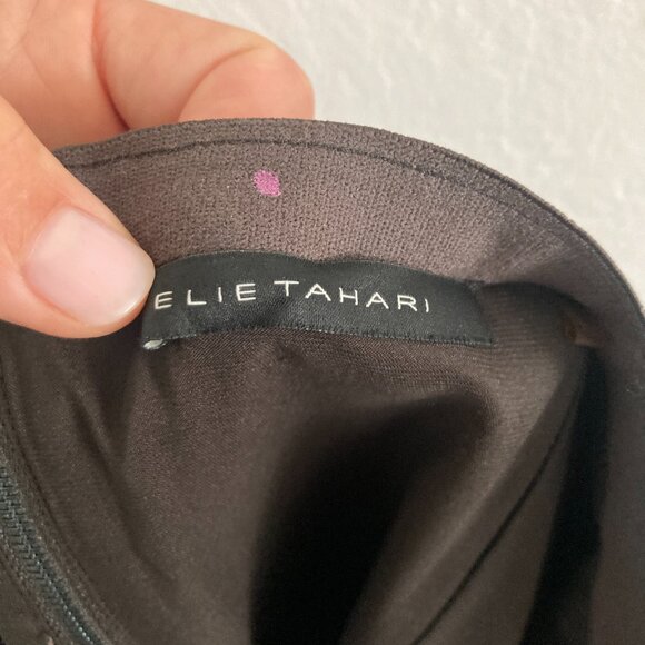 Elie Tahari Wool Pencil Skirt Brown Minimalist Office Classic Academia Size 14 - Picture 7 of 9